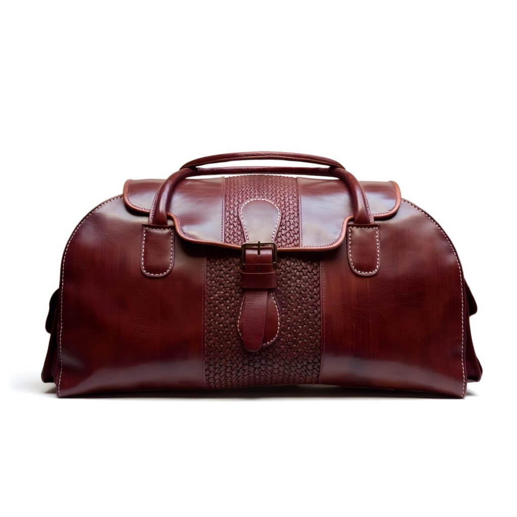 Brown Leather Travel Bag For Men – Handcrafted Weekender Duffel image