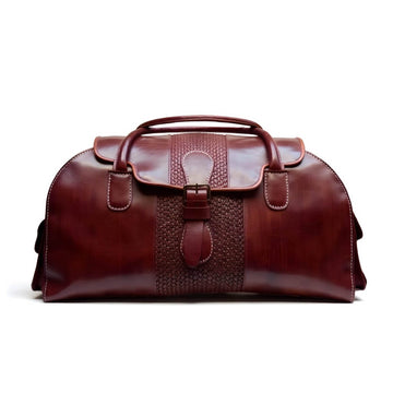 Brown Leather Travel Bag For Men – Handcrafted Weekender Duffel image