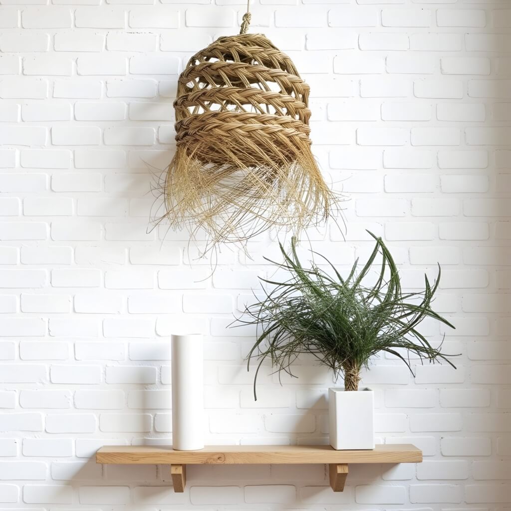 20cm Bell Straw Pendant Light – Handwoven Bohemian Lamp with Fringe image