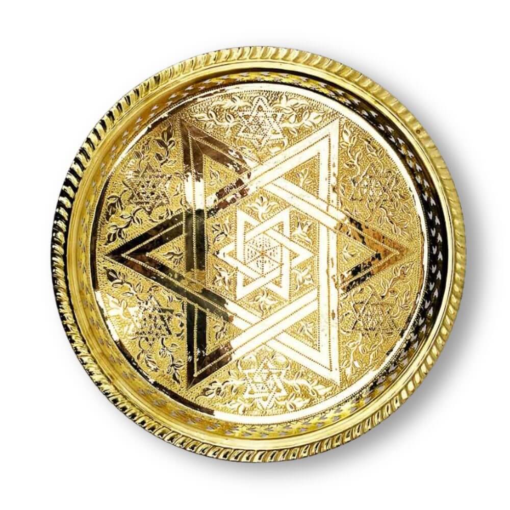 Hand Engraved Round Platter Trays with Star of David image 9