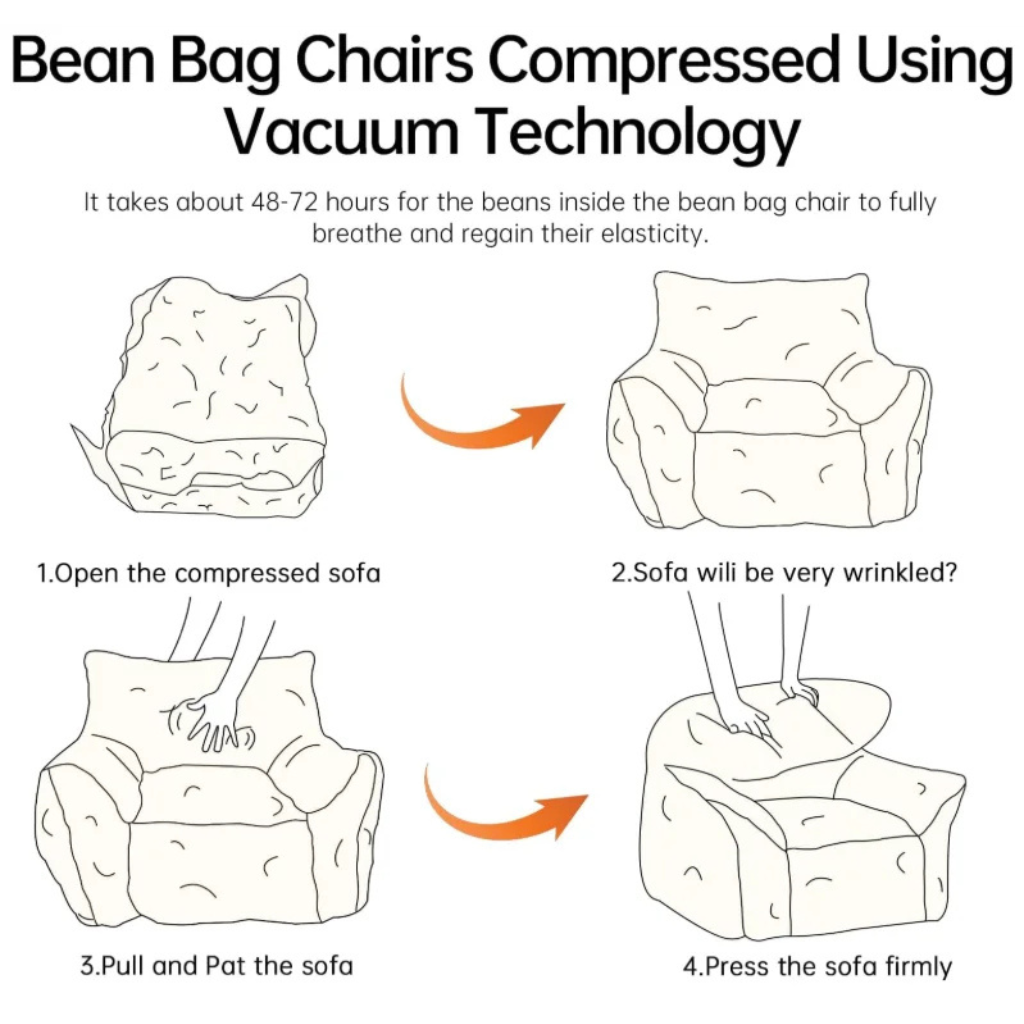 Faux Fur Bean Bag Chair with Footstool