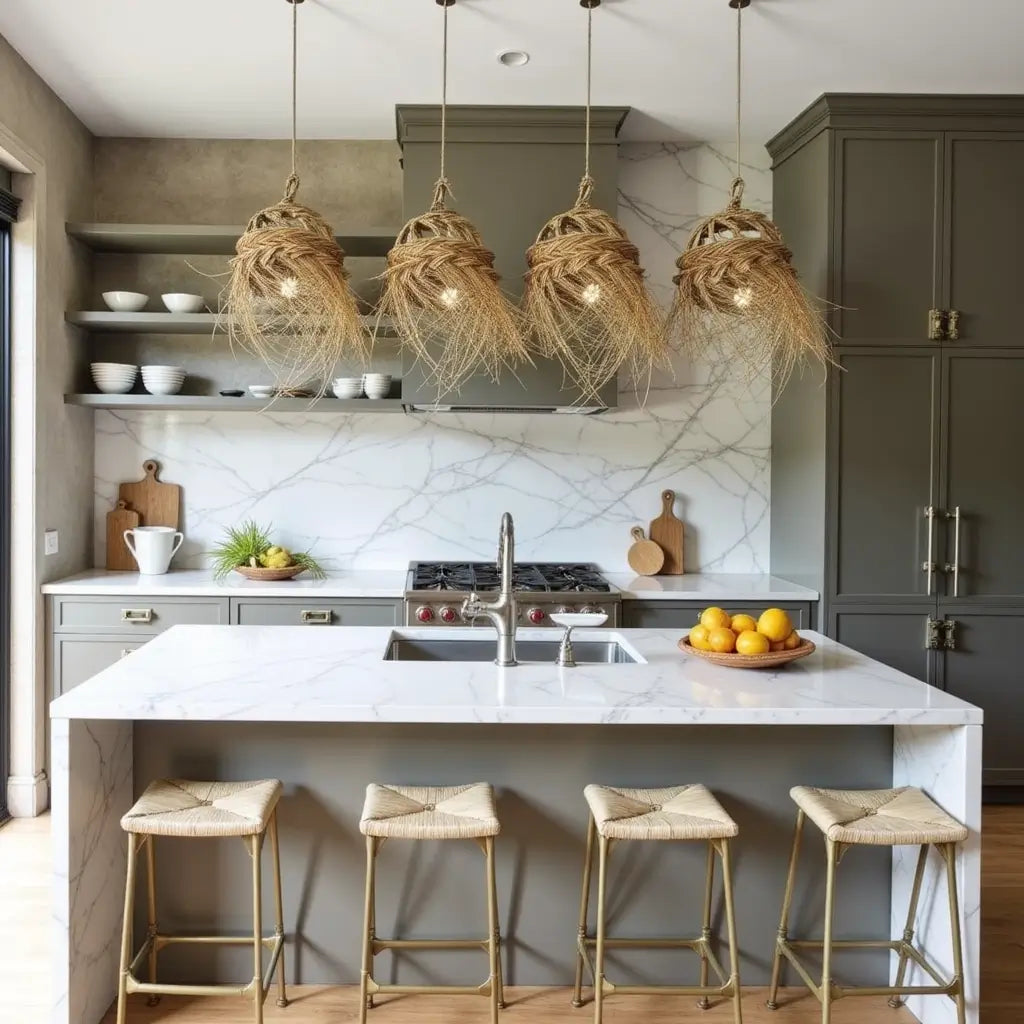 20cm Bell Straw Pendant Light – Handwoven Bohemian Lamp with Fringe image 4