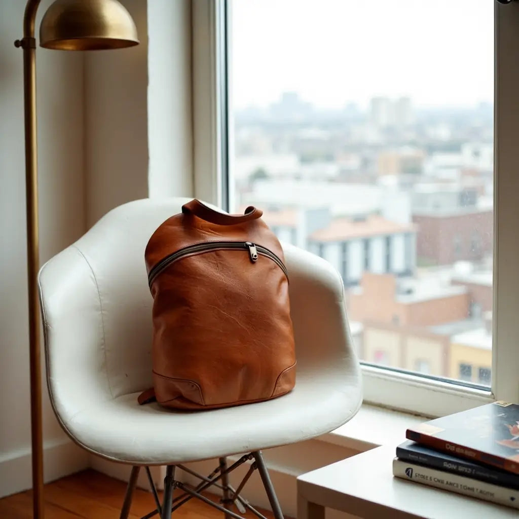 Brown Leather Backpack Purse – Handcrafted 15.7″ Laptop Bag image 12