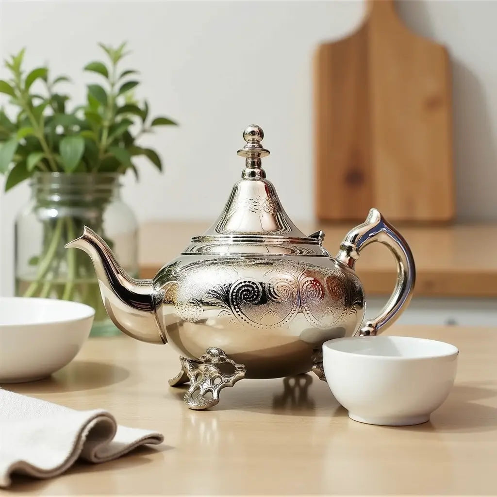 Ornate Silver Teapot with Engravings – Footed Luxury Design image 2