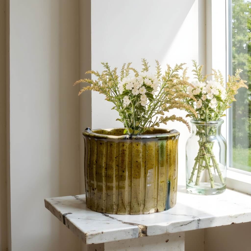 Tamegroute Ceramic Planters Set – Handmade Moroccan Plant Pots image