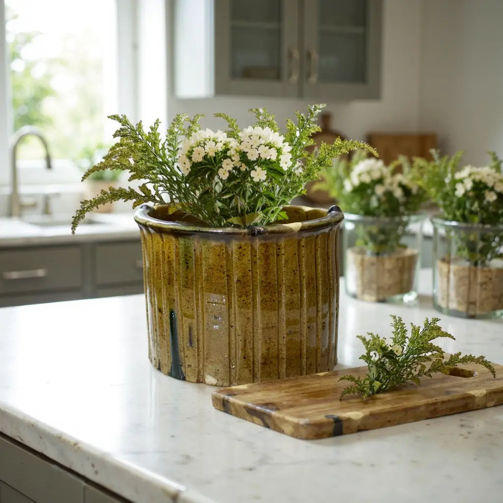 Tamegroute Ceramic Planters Set – Handmade Moroccan Plant Pots image 3