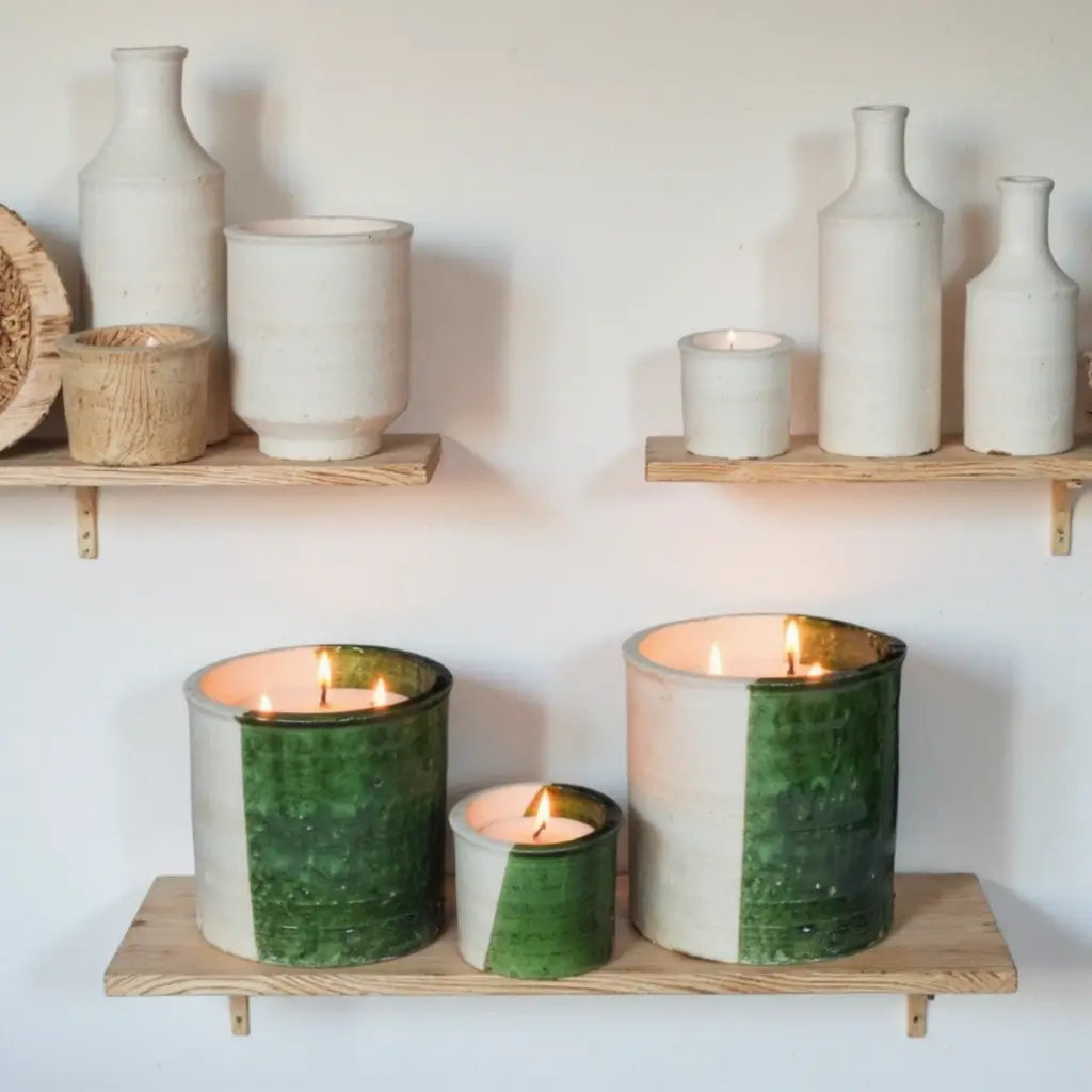 Artisanal Tamegroute Ceramic Candle – Handmade Multi-Wick Collection image