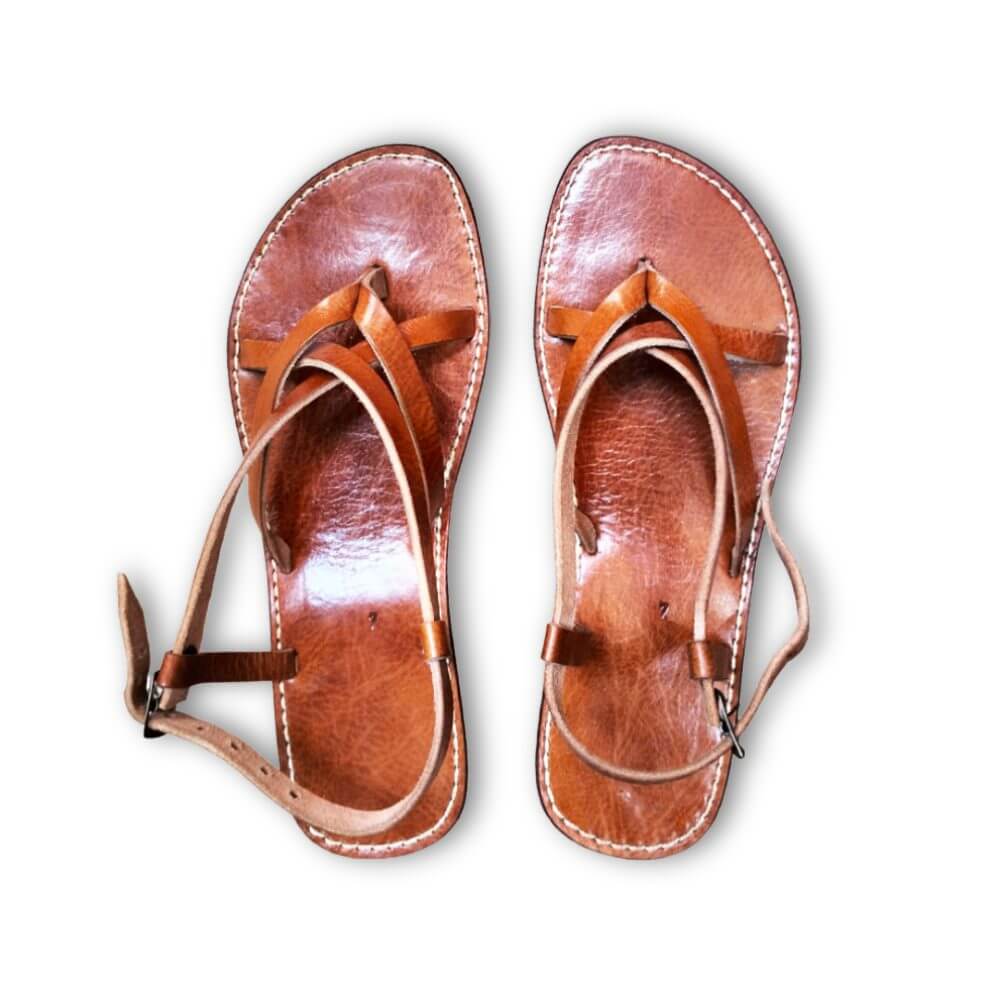 Handmade Moroccan Leather Cross-Strap Sandals – Artisan Crafted image 5