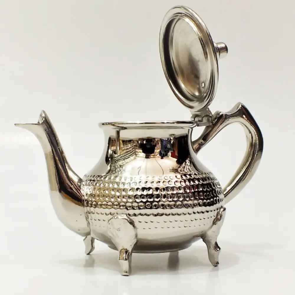 Hand-Hammered Silver Teapot 6-12 Cup – Textured Footed Design image 8