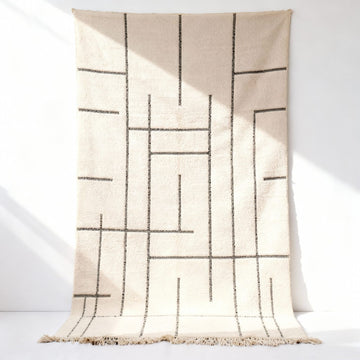 Handmade White Moroccan Geometric Rug – 2x3m Premium Wool image