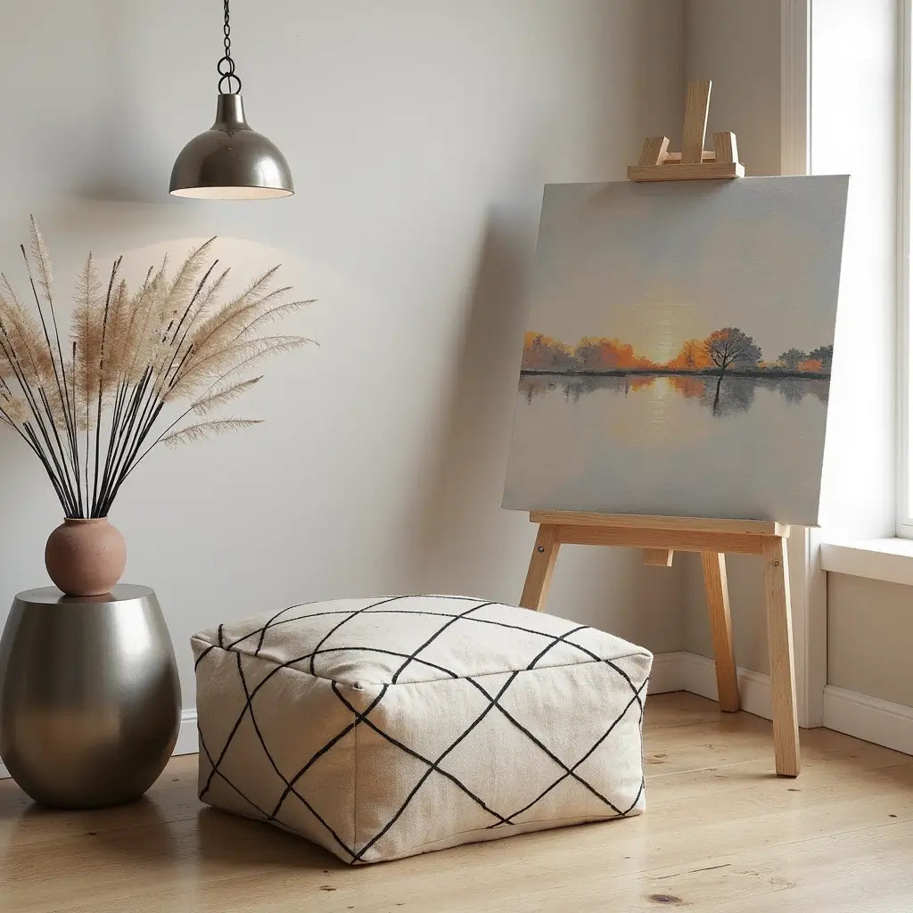 Best Moroccan kilim pouf image 6