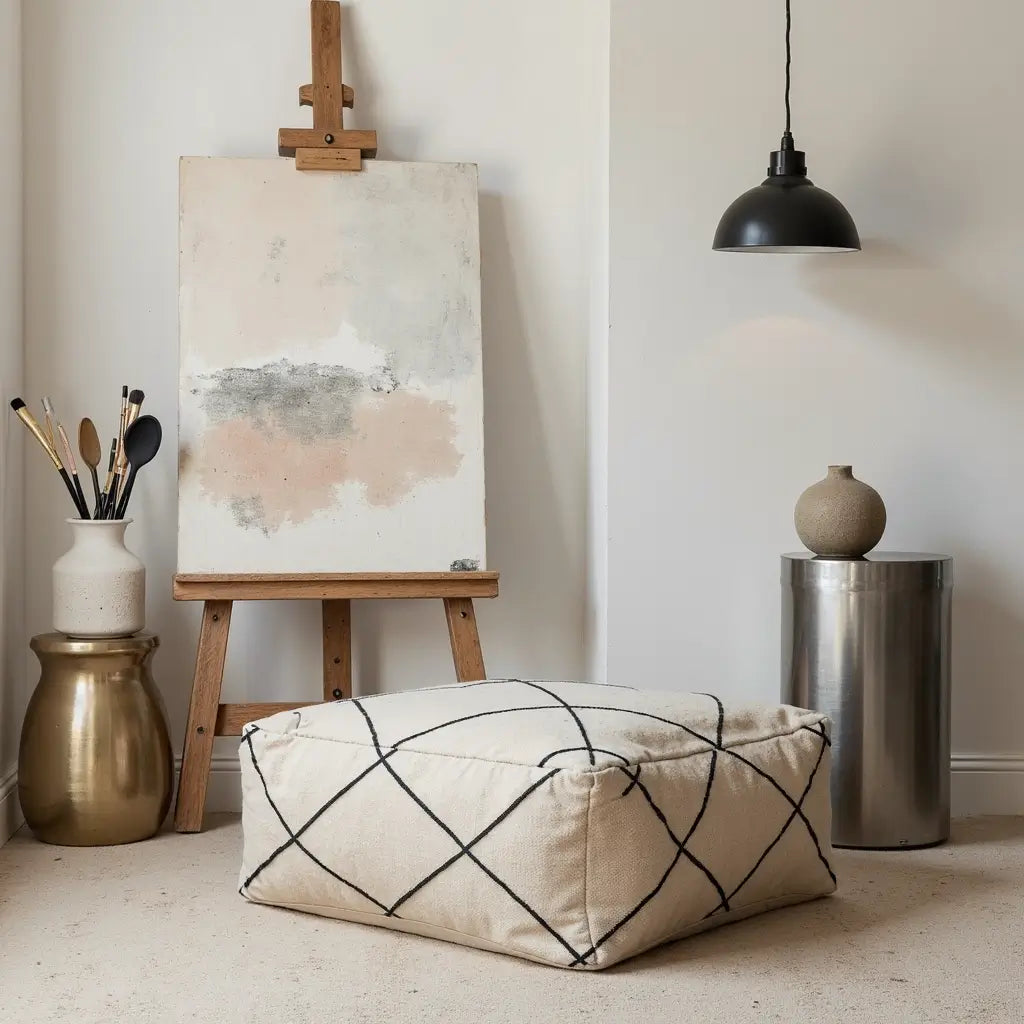 Best Moroccan kilim pouf image 3