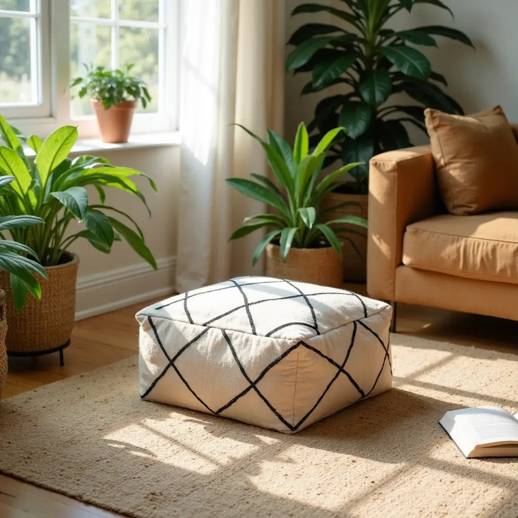 Best Moroccan kilim pouf image 5