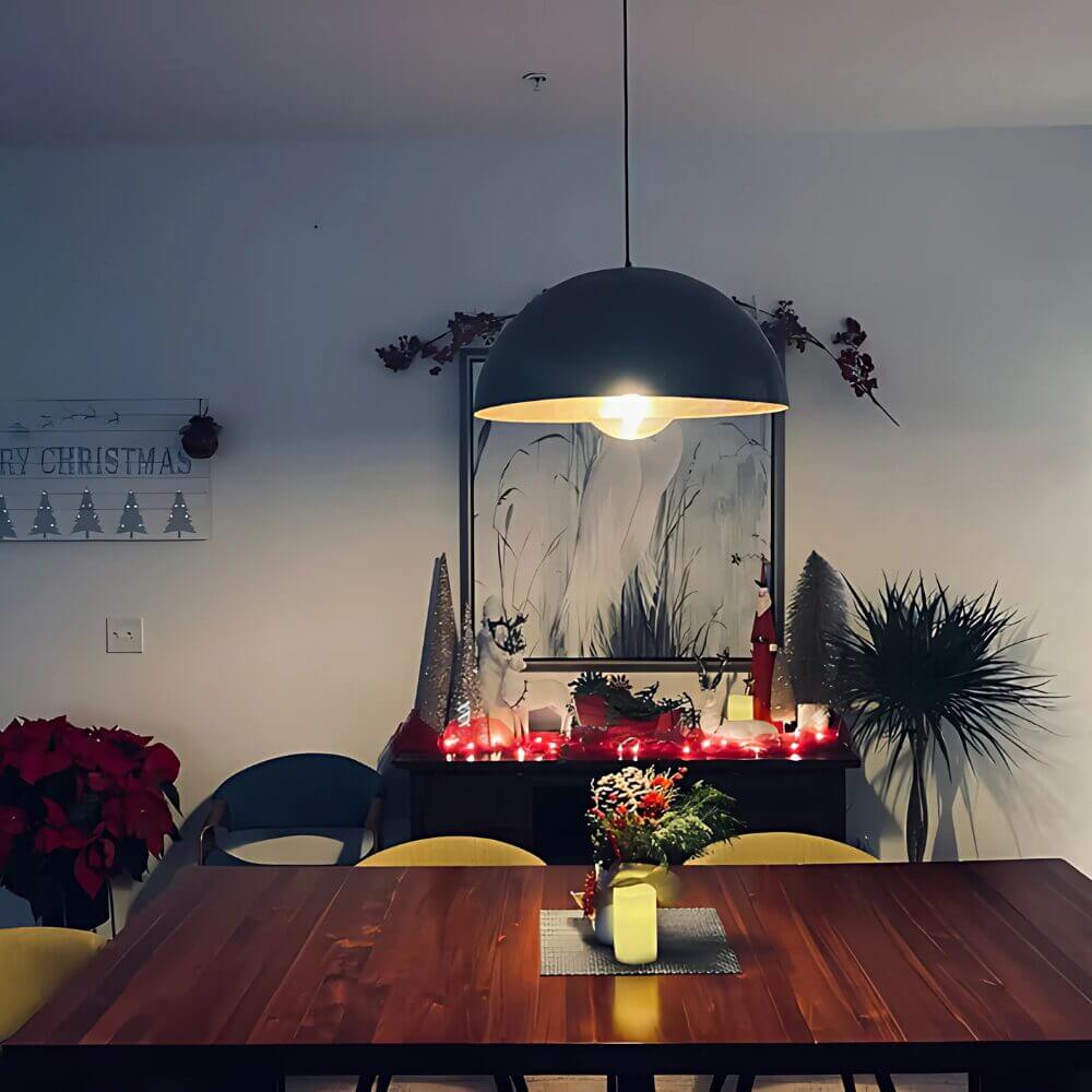 Black Dome Pendant Light with Gold Interior – Handcrafted Brass Lighting image 5