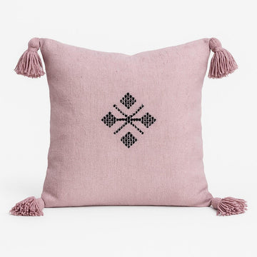 Boho Cotton Pillow Covers with Tassels & Geometric Embroidery (Set of 2) image