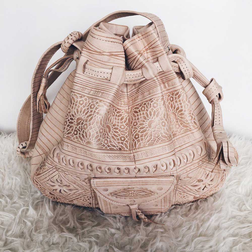 Convertible Leather Backpack & Shoulder Bag – Hand-Tooled Bohemian Design image 12