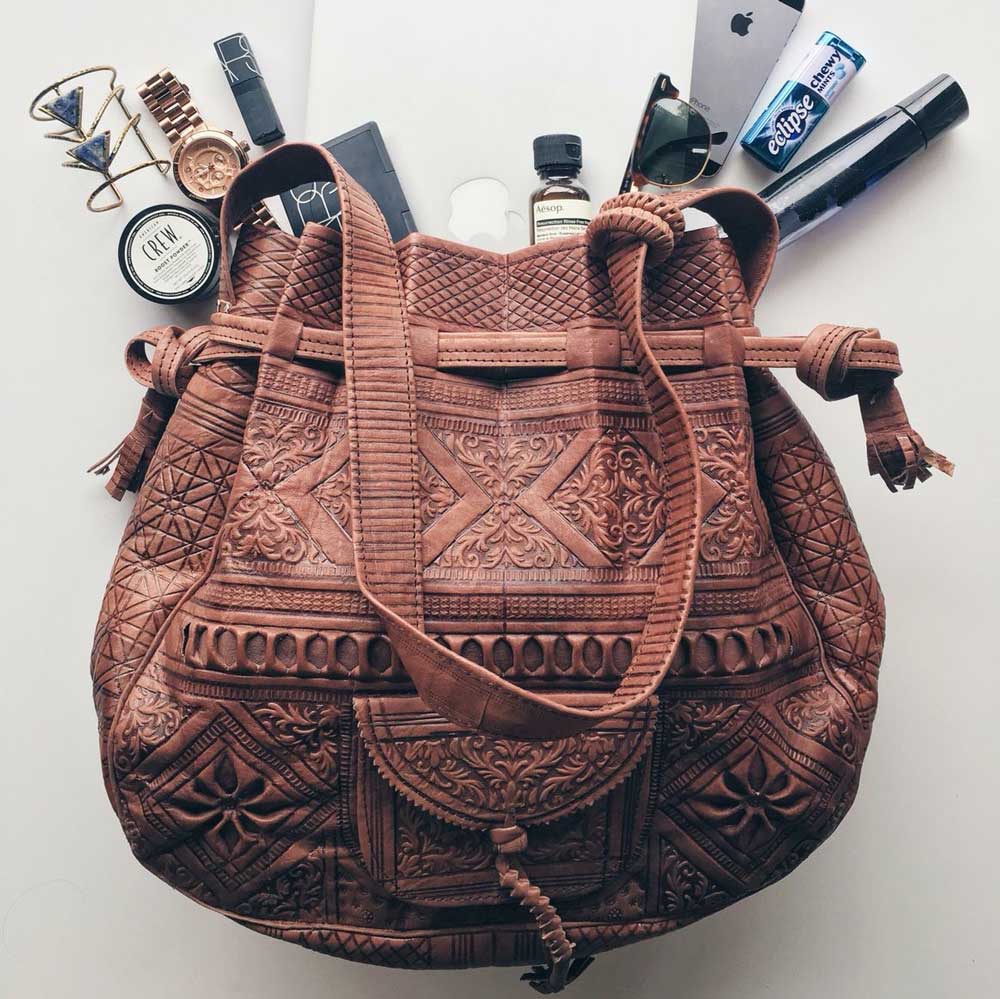 Convertible Leather Backpack & Shoulder Bag – Hand-Tooled Bohemian Design image 11