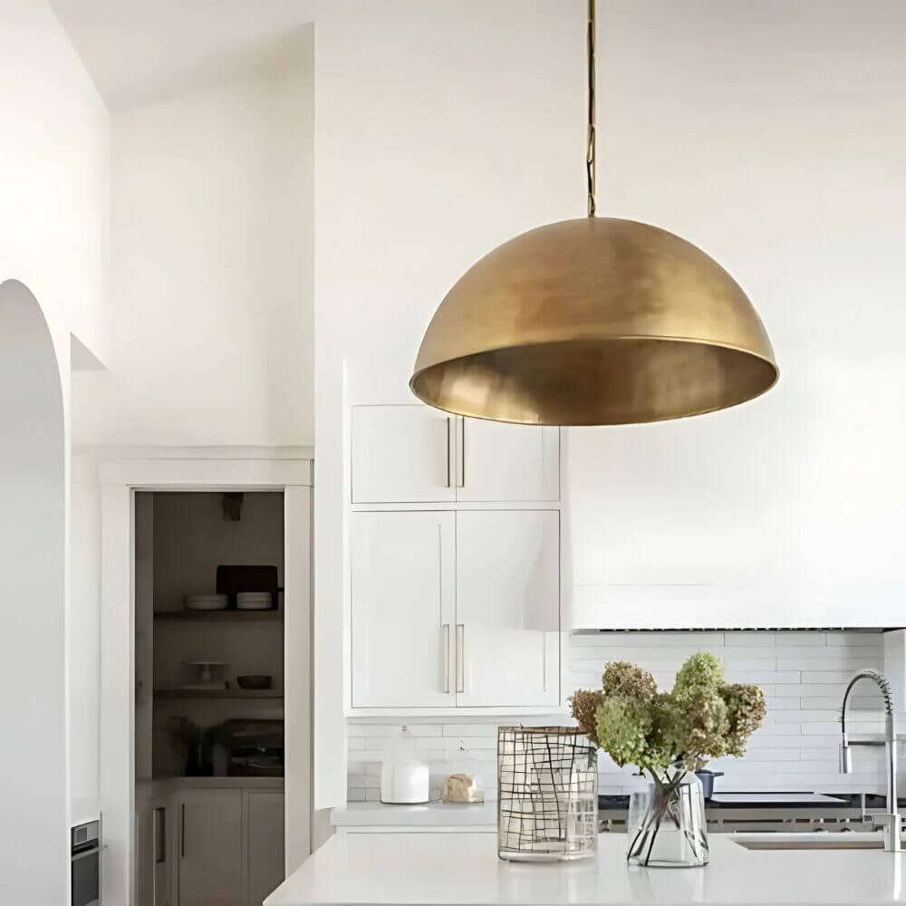 Handcrafted Brass Dome Pendant Light – Modern Moroccan Ceiling Lamp image
