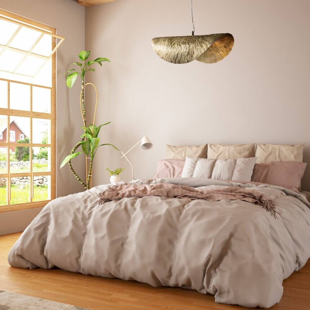 Handwoven Lotus Leaf Pendant Lamp – Natural Fiber Moroccan Lighting image 3