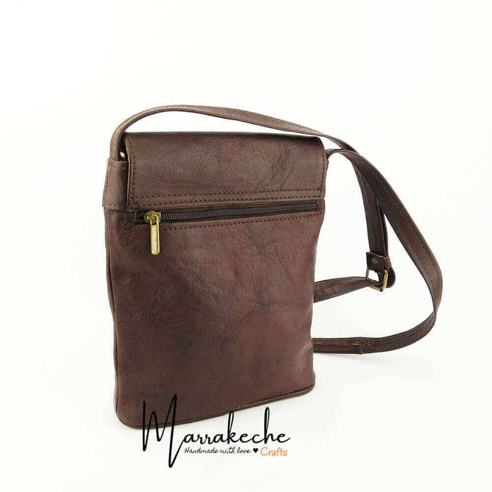 Brown Leather Crossbody Purse – Handmade Envelope Bag with Adjustable Strap image 6