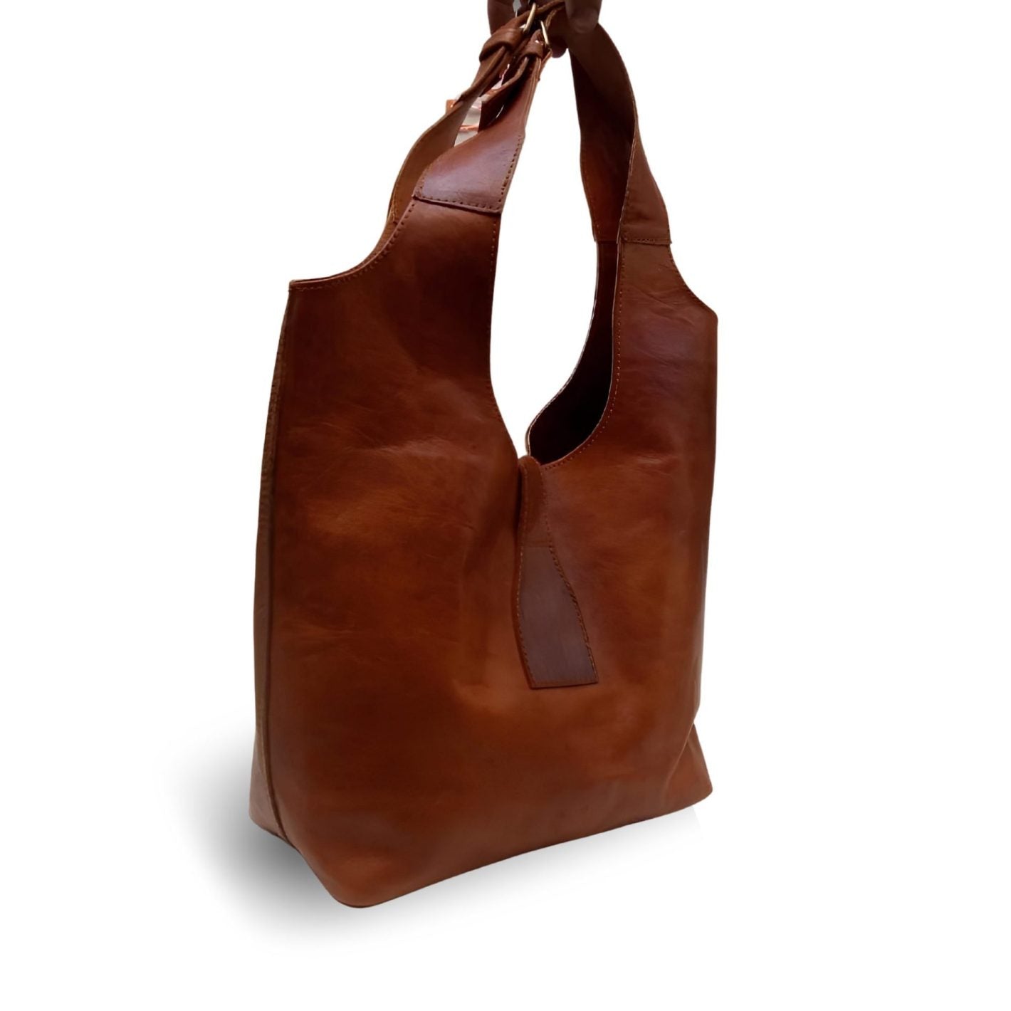 Brown Leather Shoulder Bag – Handcrafted Minimalist Hobo Design image 3