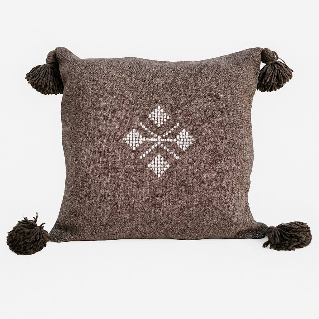 Boho Cotton Pillow Covers with Tassels & Geometric Embroidery (Set of 2) image 7