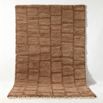 Modern Grid Moroccan Wool Shag Rug – Handwoven Contemporary Collection image