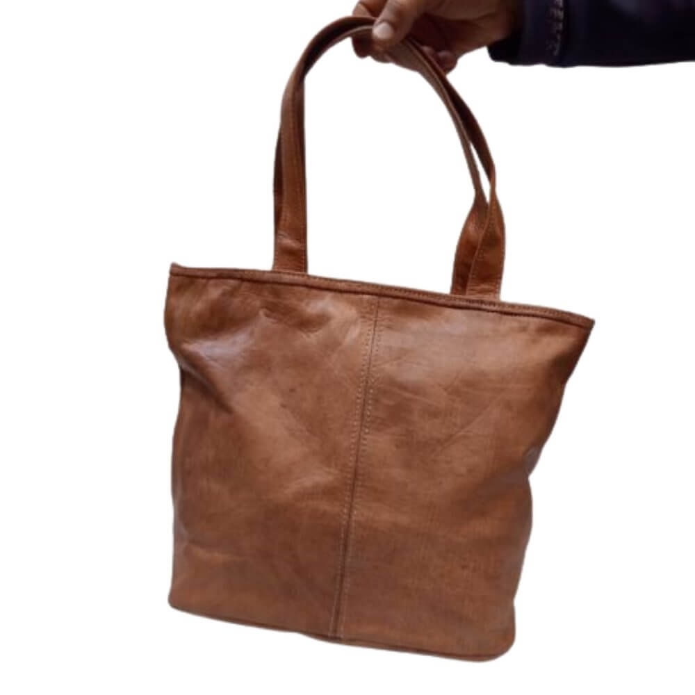 Handwoven Leather Tote Bag – Basketweave Brown Shoulder Handbag image 15