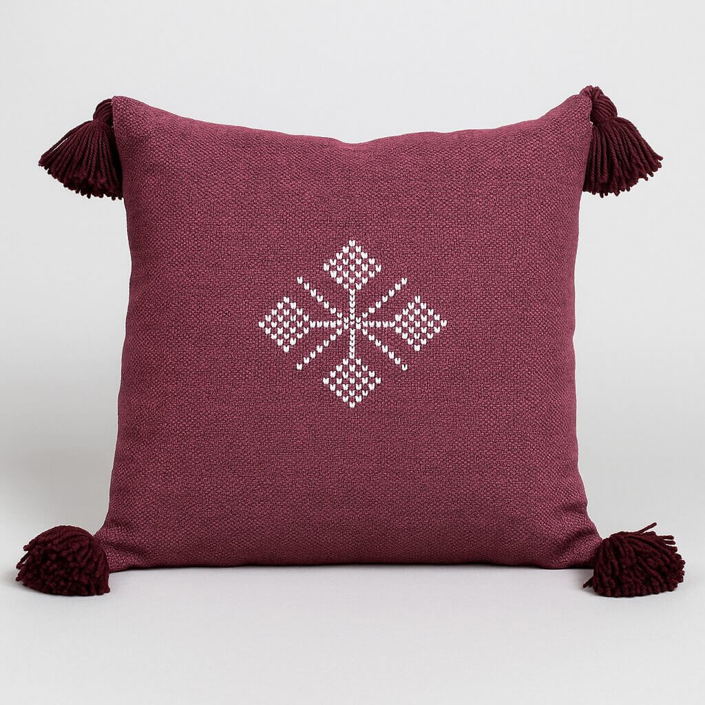 Boho Cotton Pillow Covers with Tassels & Geometric Embroidery (Set of 2) image 8