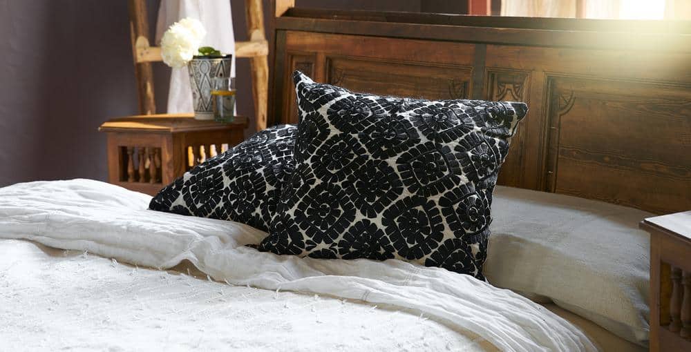 Geometric Leather Appliqué Pillow Covers 18×18 – Terracotta Cotton Set of 2 image 5