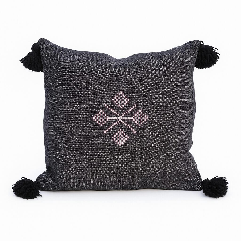 Boho Cotton Pillow Covers with Tassels & Geometric Embroidery (Set of 2) image 9