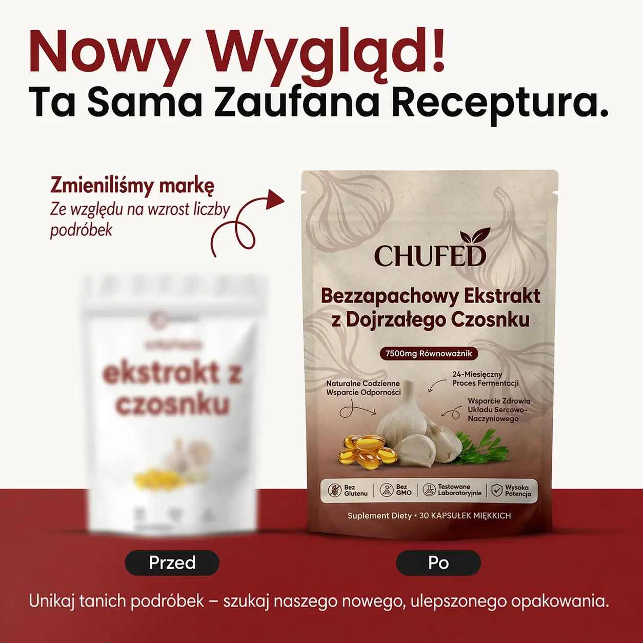 Ekstrakt ze starzonego czosnku – 7500 mg bezzapachowe kapsułki żelowe