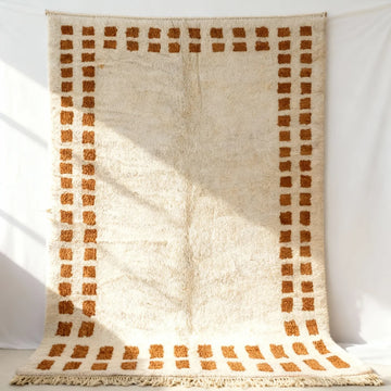 Modern Terracotta Border Rug – Handwoven High-Pile Wool Carpet image