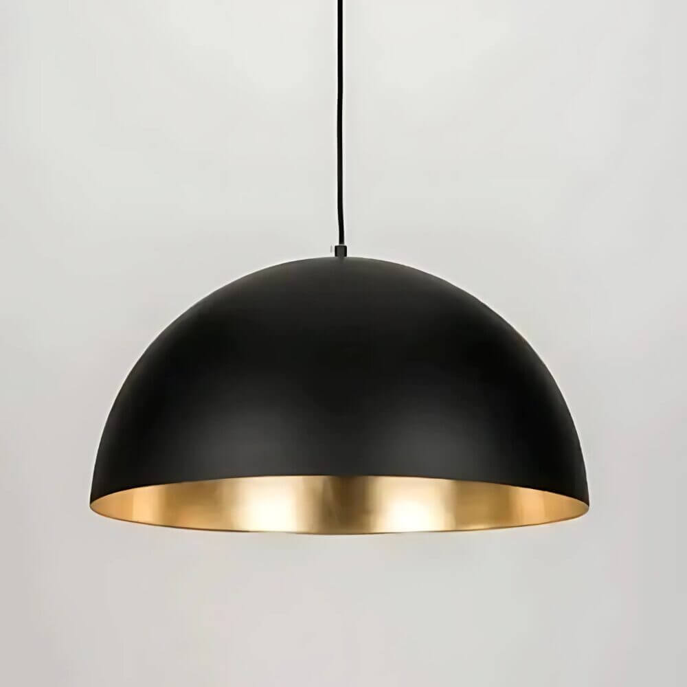 Black Dome Pendant Light with Gold Interior – Handcrafted Brass Lighting image 4