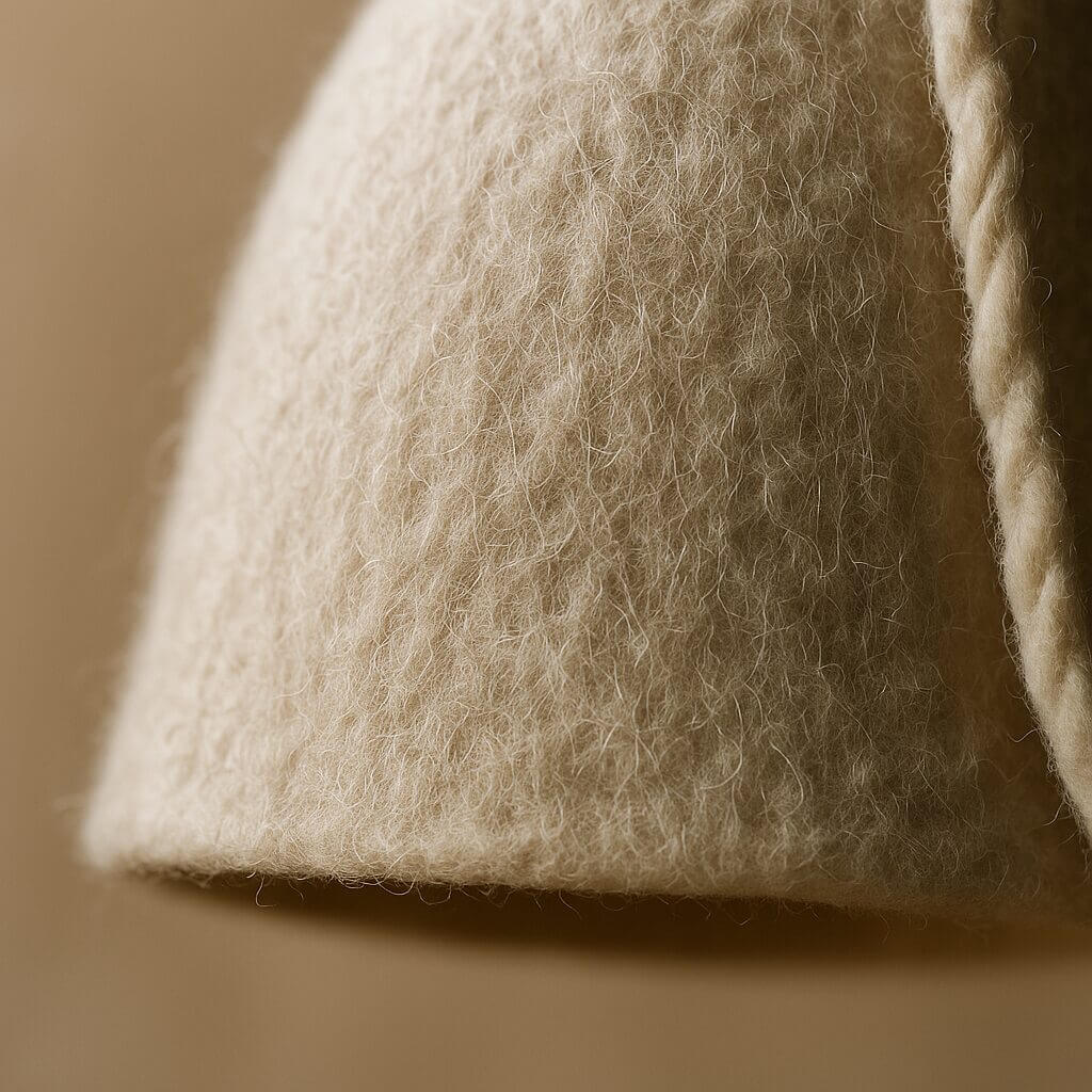 Handmade Boiled Wool Pendant Lampshade – Beige (35 cm Ø × 48 cm H, 90 cm Suspension) image 3