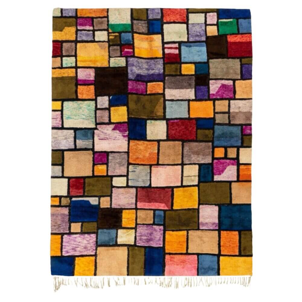 Patchwork Color Block Rug – Handwoven Rainbow Wool Design image 9
