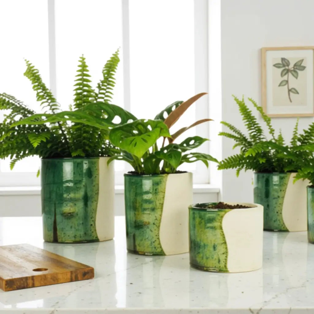 Tamegroute Ceramic Plant Pots – Handmade Moroccan Pottery with Reactive Glaze image