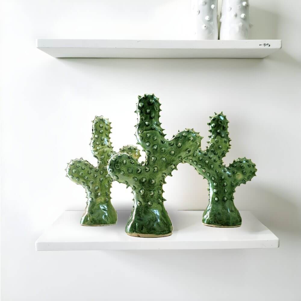 Tamegroute Ceramic Cactus Sculpture Set – Handmade Desert Pottery (Set of 2) image 3