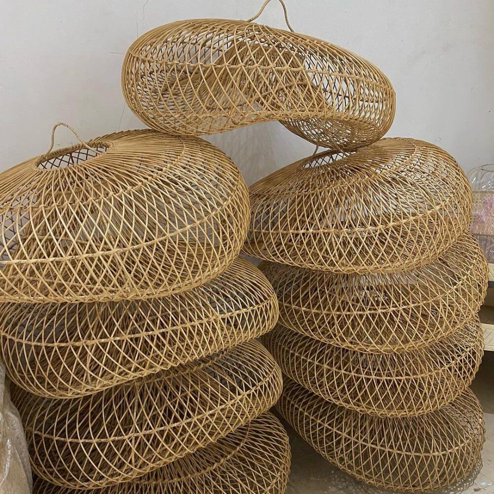Handwoven Rattan Pendant Lamp – Organic Wave Design Natural Lighting image 10