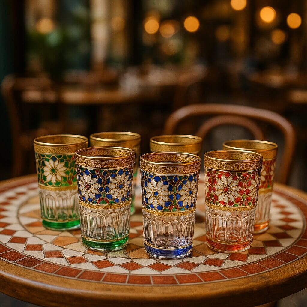 Radiant Medina Mosaic Tea Glasses Set (6 pcs) – Hand-Painted Elegance image 4