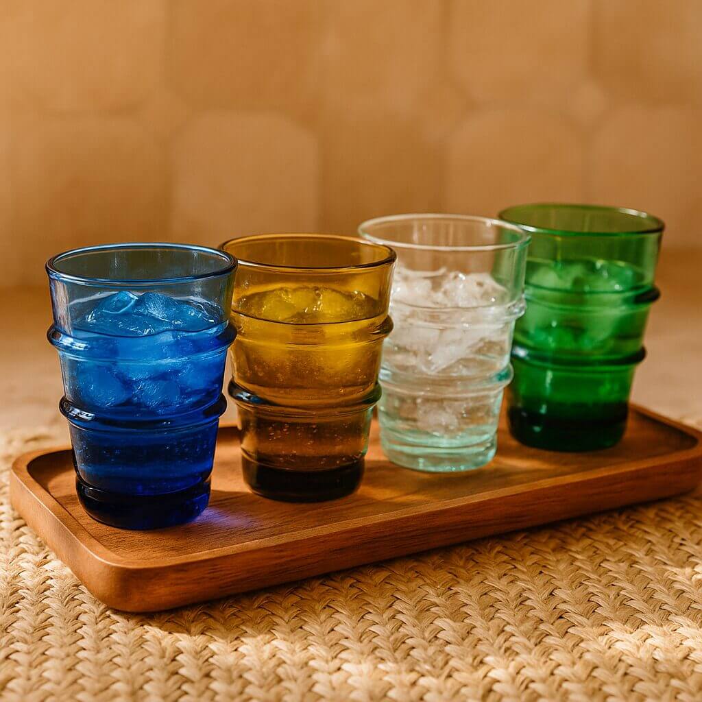 Hand-Blown Jewel Glass Tumbler Set – 6 Recycled 4oz Cups image