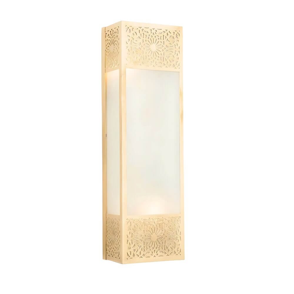 Contemporary Brass Wall Sconce 17.7″ – Hand-Engraved with Frosted Glass image