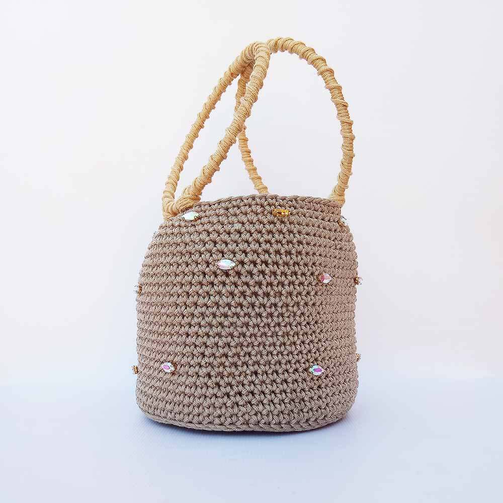Crochet Handbag Inlaid with Sparkling Crystal Stones image 2