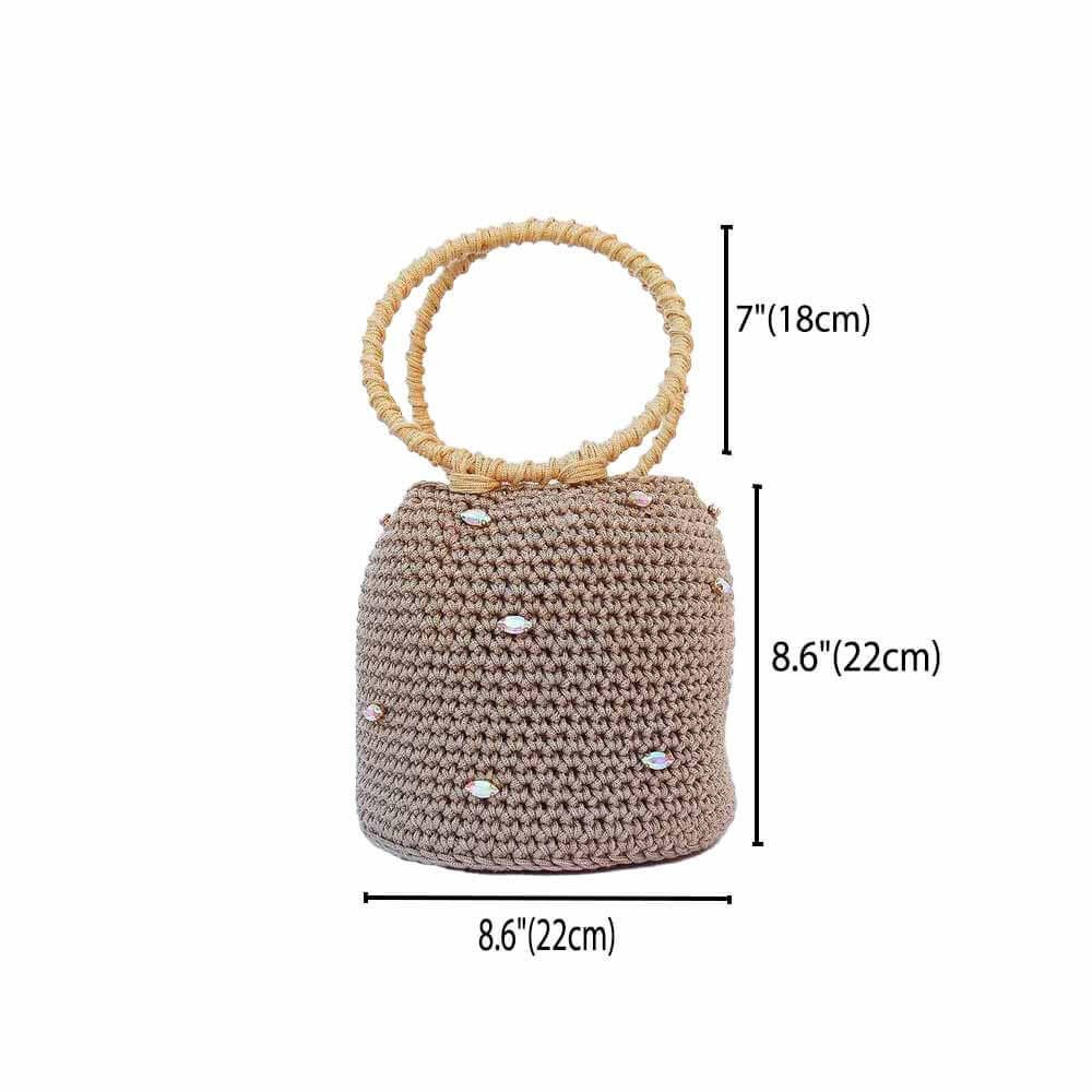 Crochet Handbag Inlaid with Sparkling Crystal Stones image 4