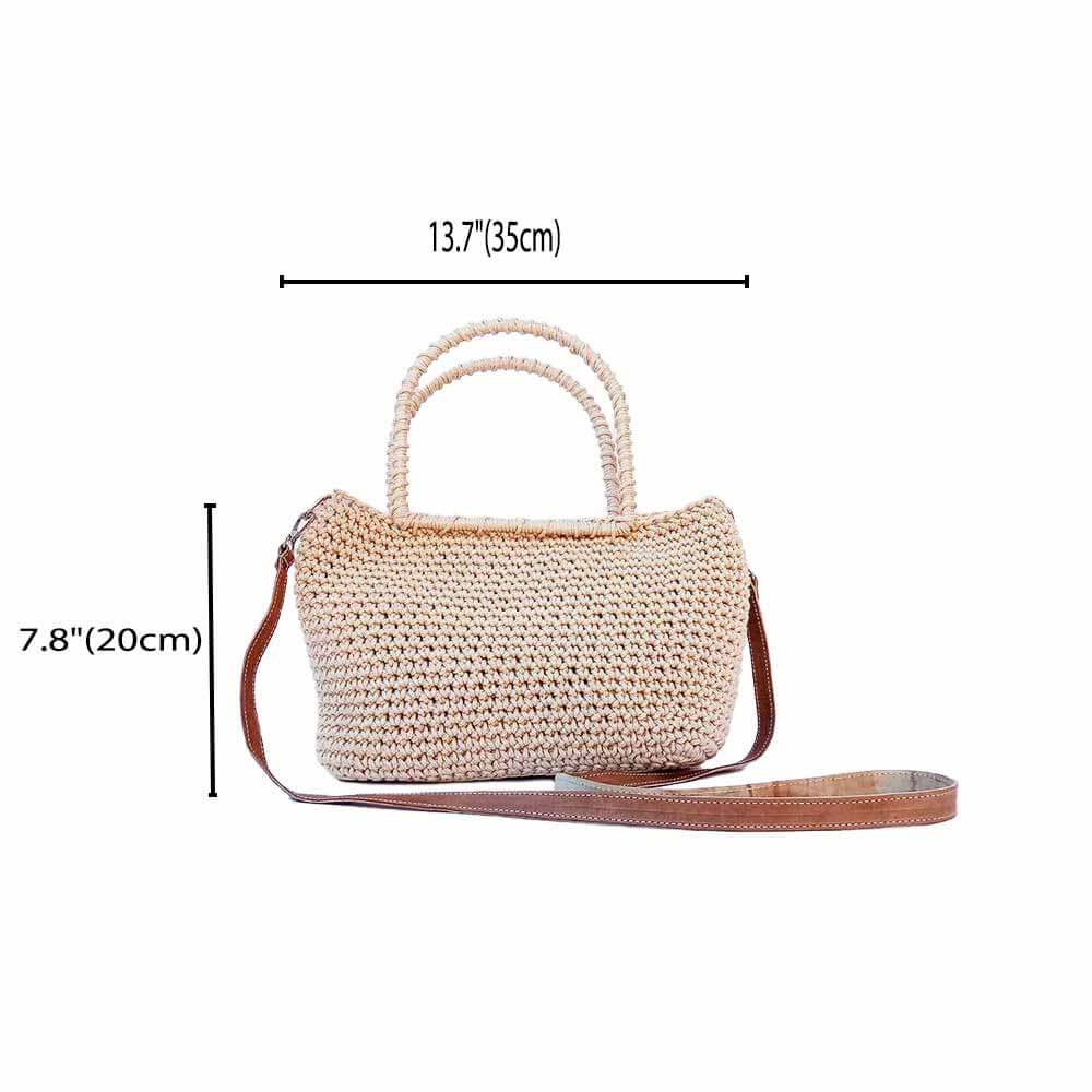 Sustainable Crochet Hobo Bag with Genuine Leather Strap image 4