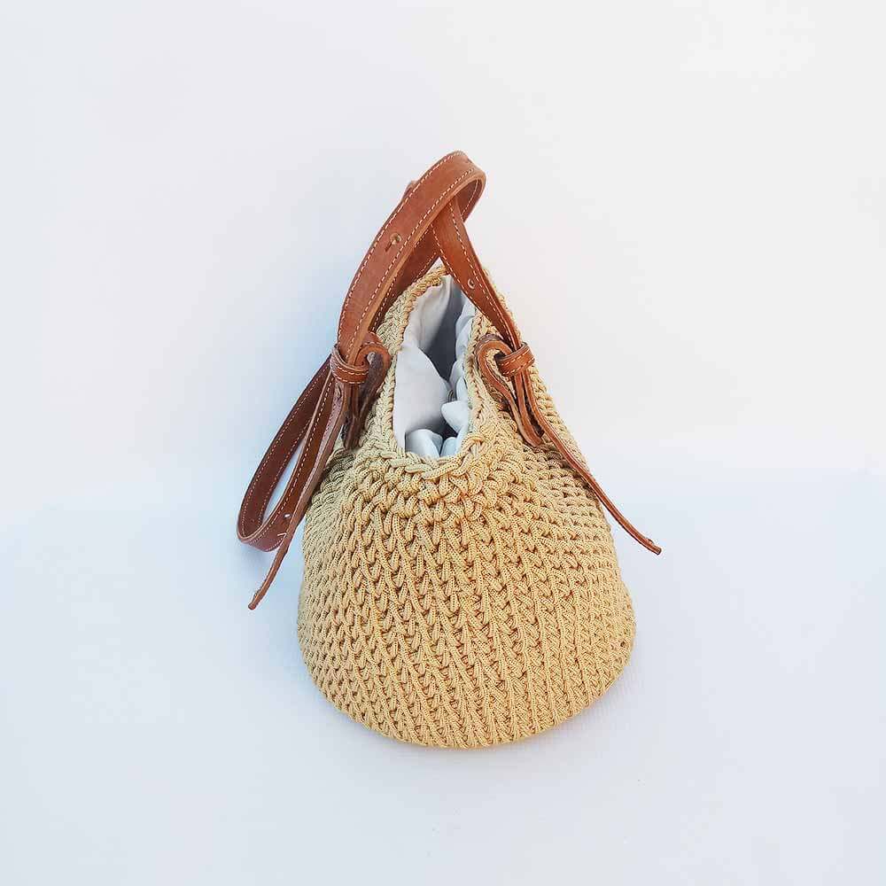 Moroccan Crochet Tote Bag with Genuine Leather Strap image 4