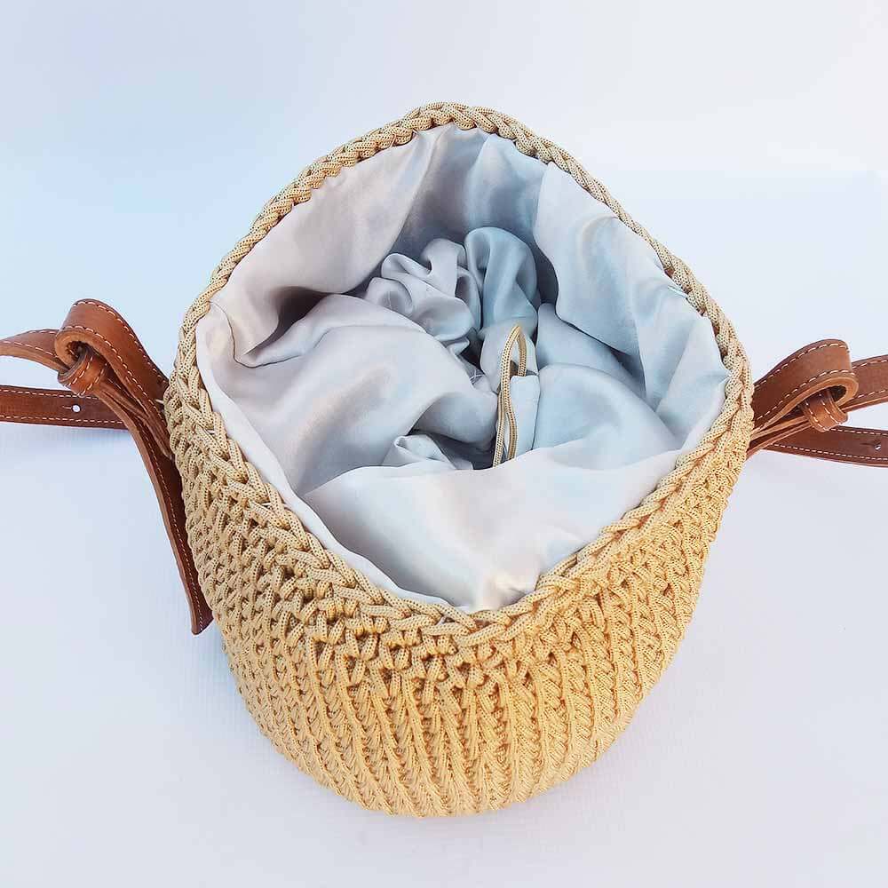 Moroccan Crochet Tote Bag with Genuine Leather Strap image 5