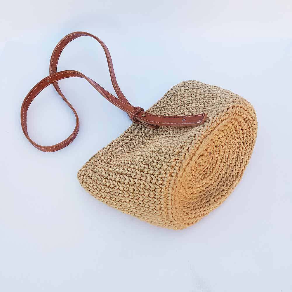 Moroccan Crochet Tote Bag with Genuine Leather Strap image 6