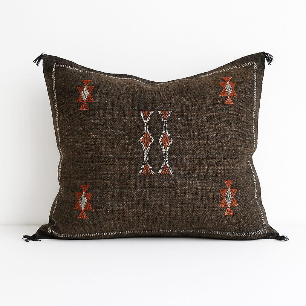Handwoven Cactus Silk Pillow Cover 18×18 – Berber Geometric Sabra Cushion image