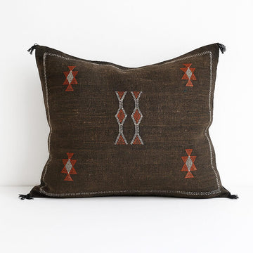 Handwoven Cactus Silk Pillow Cover 18×18 – Berber Geometric Sabra Cushion image